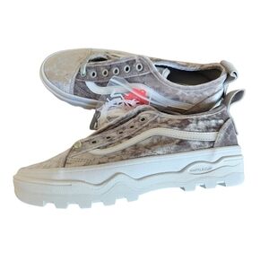 Vans Sentry Old Skool Silver Crushed Velvet Sneakers NEW